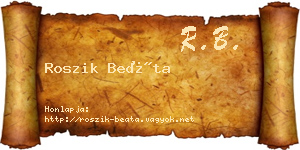 Roszik Beáta névjegykártya